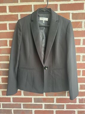 Kasper Dark Gray Single-Button Professional Blazer